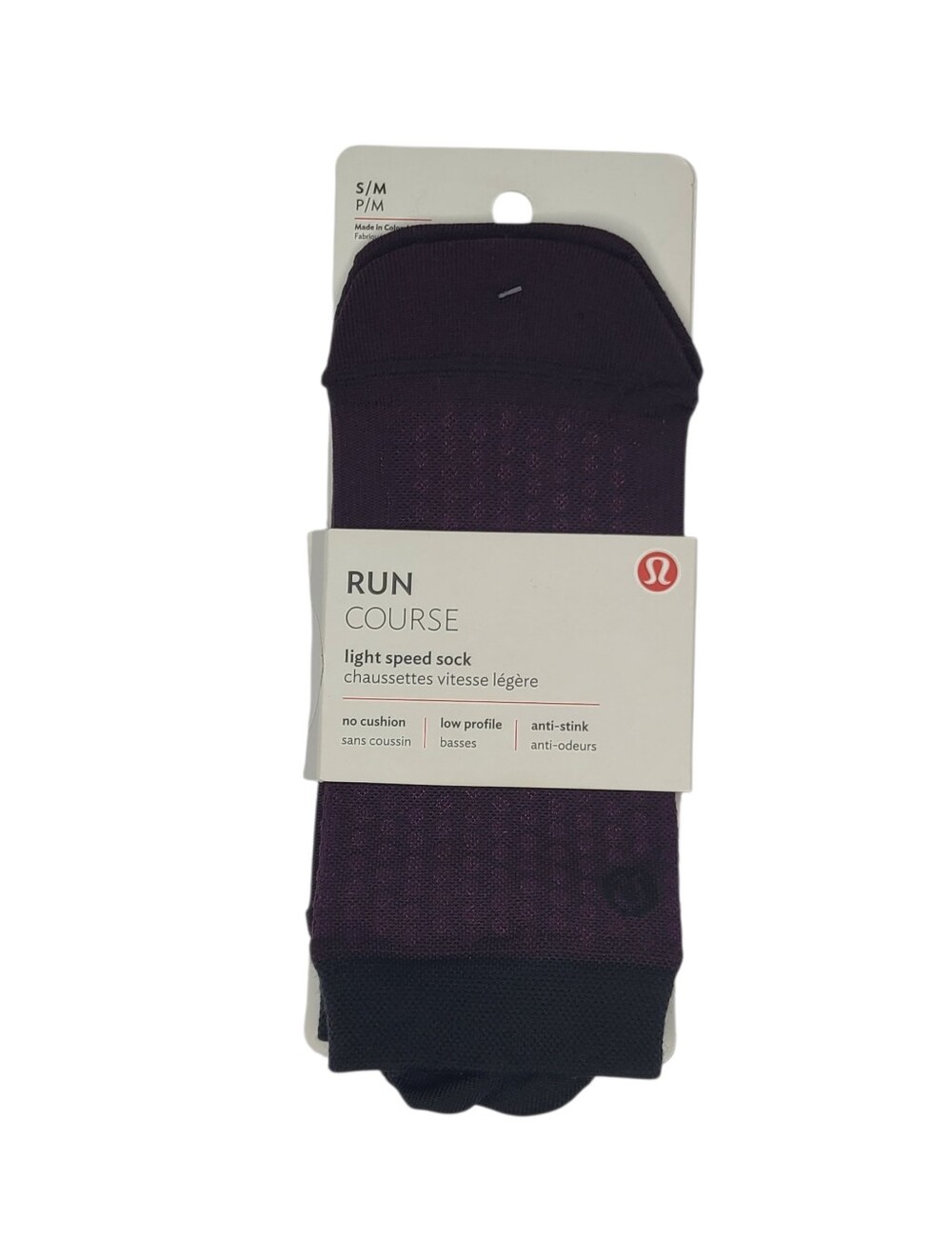 Lululemon Light Speed Sock *Silver Black Cherry/Plum/Black W9AARS S/M 5-7 NIP